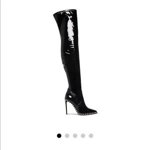 Steve Madden ‘Vyva’ Black Patent Thigh High Boots